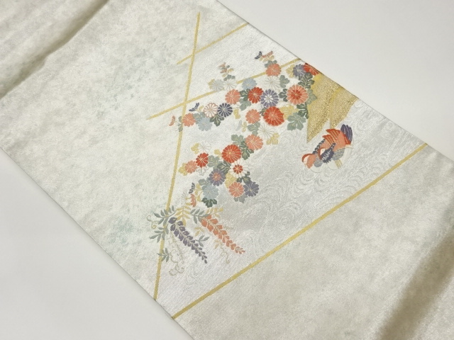 JAPANESE NAGOYA OBI / FOIL / WOVEN KIKU